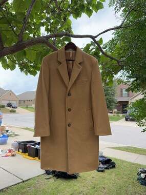 Michael Kors Men's Camel Wool Blend Overcoat